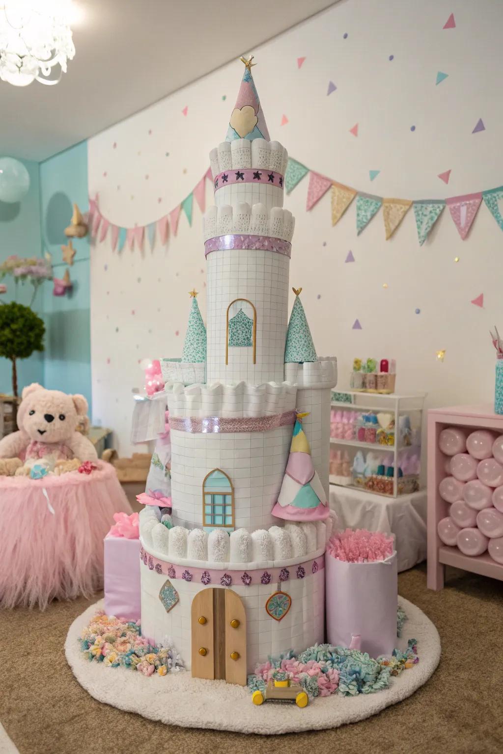 A majestic diaper castle fit for royalty.