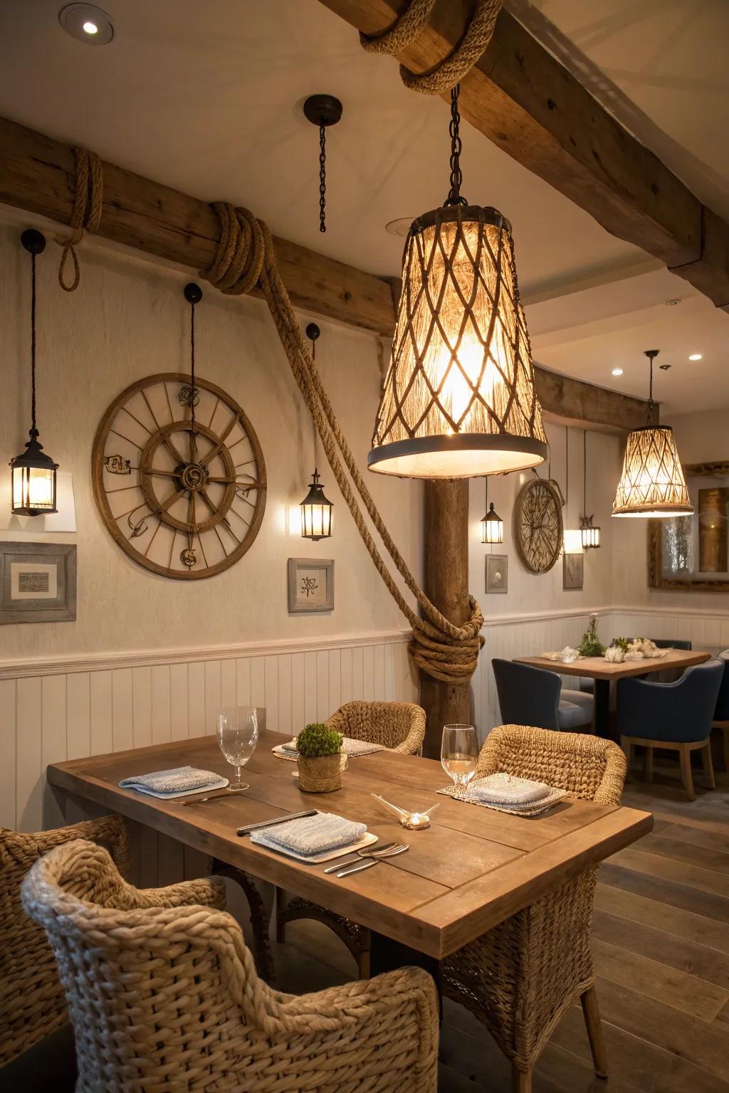 Coastal lighting brings a breezy, relaxed feel to your dining area.