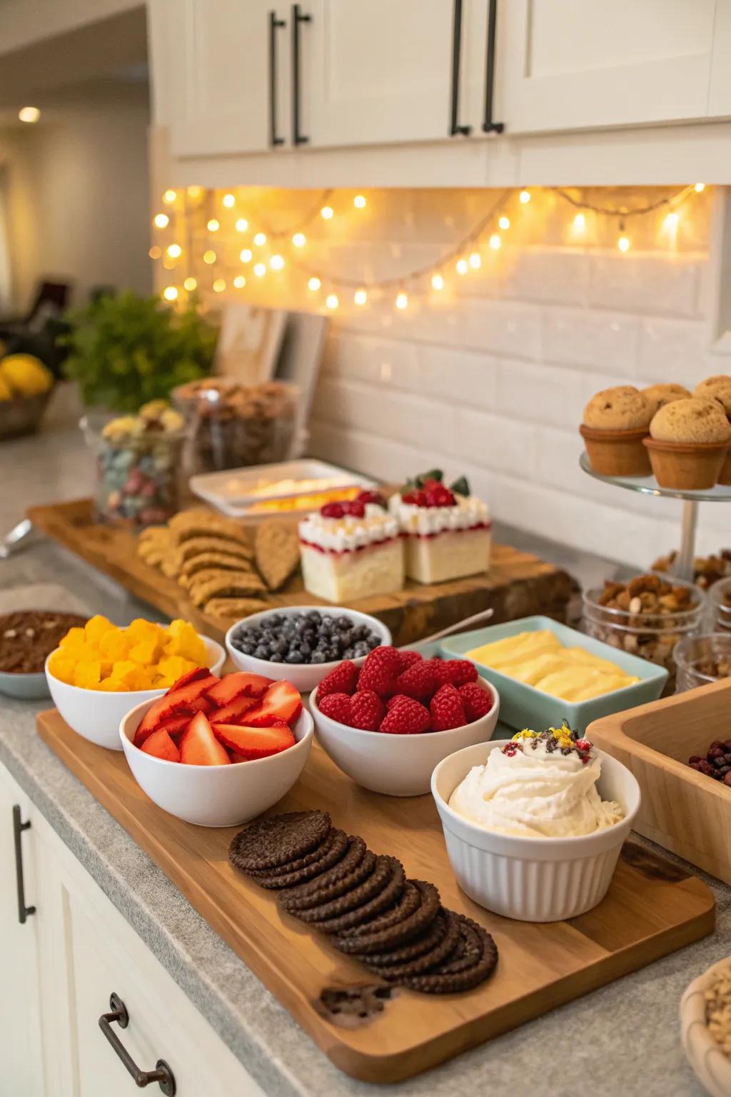 Encourage creativity with a DIY dessert bar that lets guests build their sweet endings.