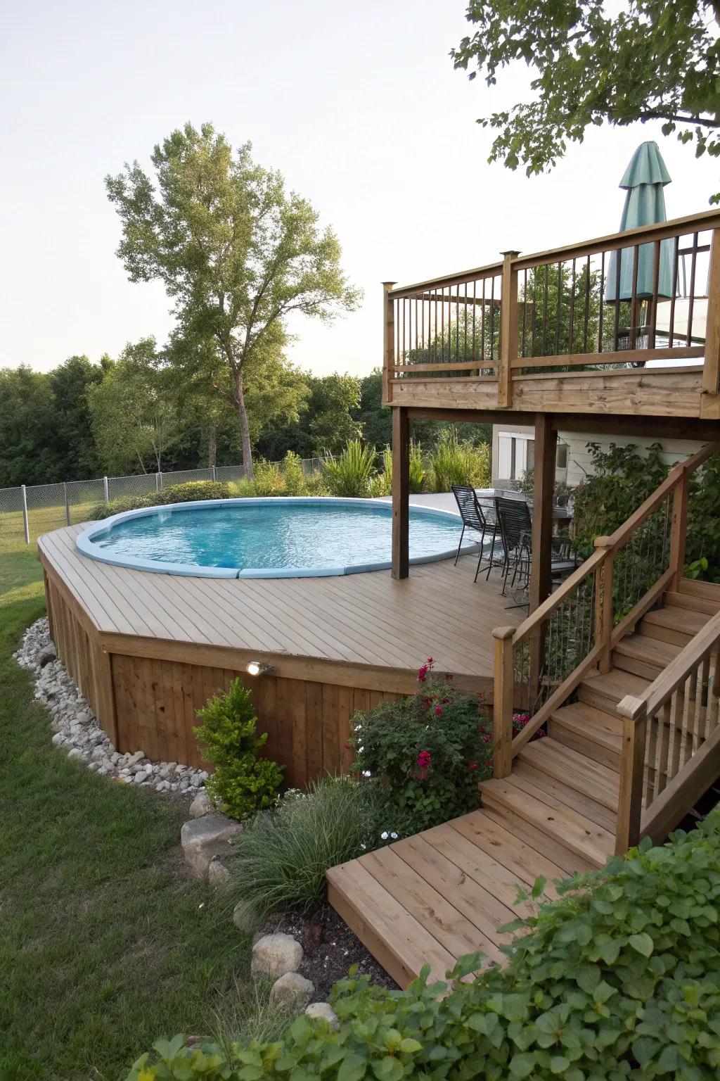 A partial platform offers a stylish, cost-effective way to enhance your pool area.