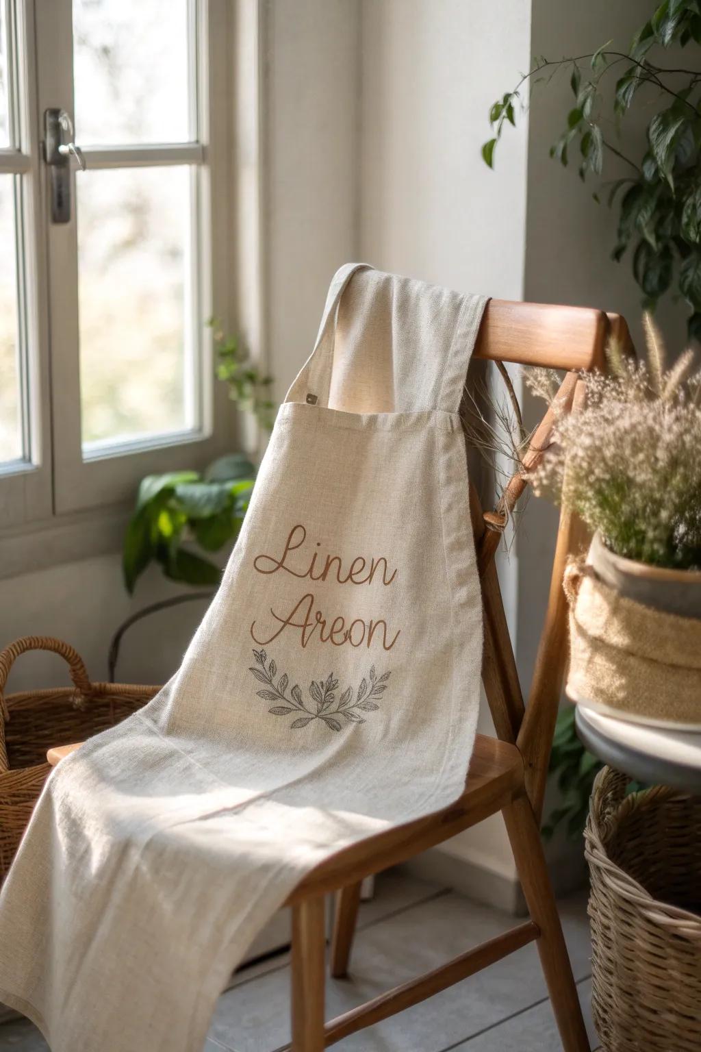 Craft your own story with a personalized touch—an elegant monogram apron for the creative soul.