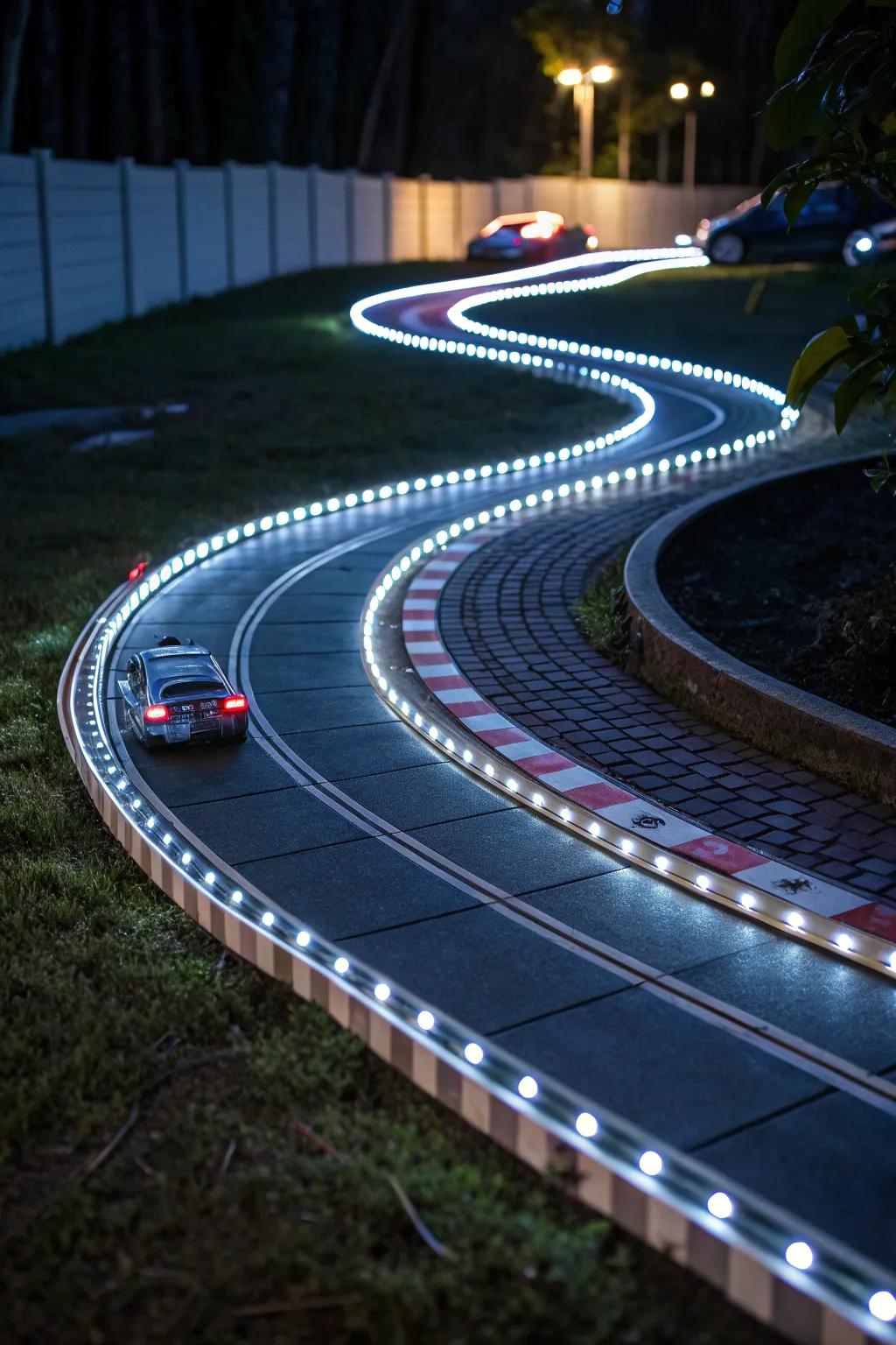 Illuminate your backyard race track with LED lights for thrilling night races!