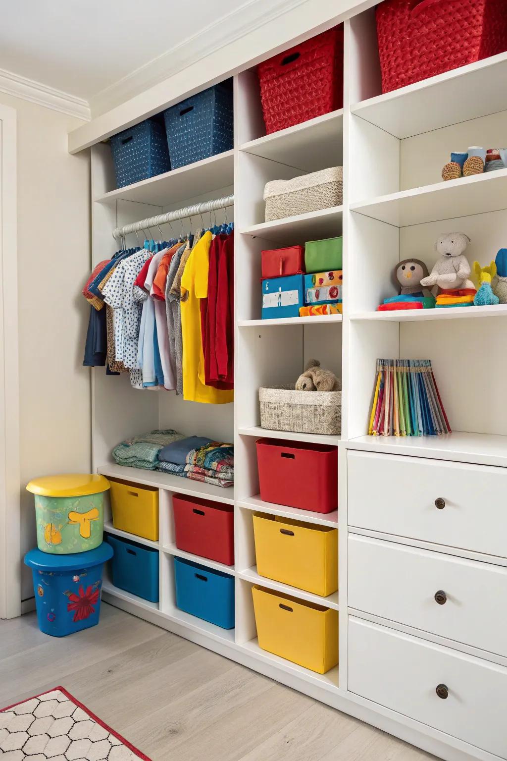 A well-organized kids' closet encourages tidy habits.