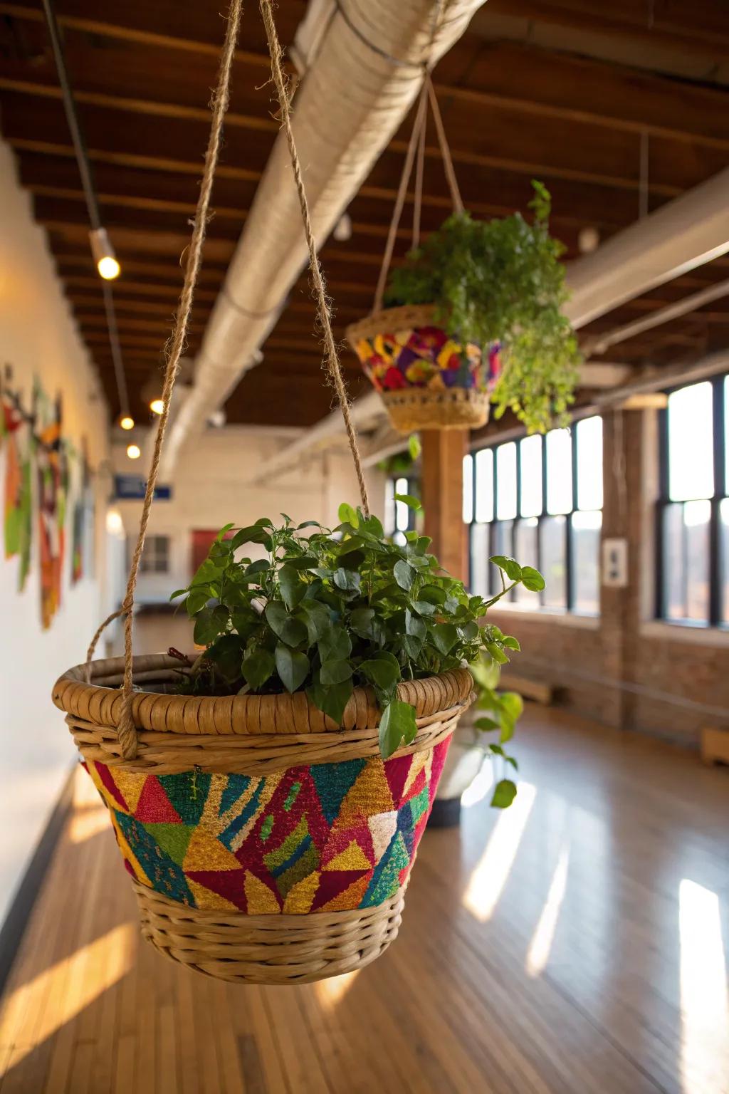 Basket planters infuse a bohemian charm into any living space.