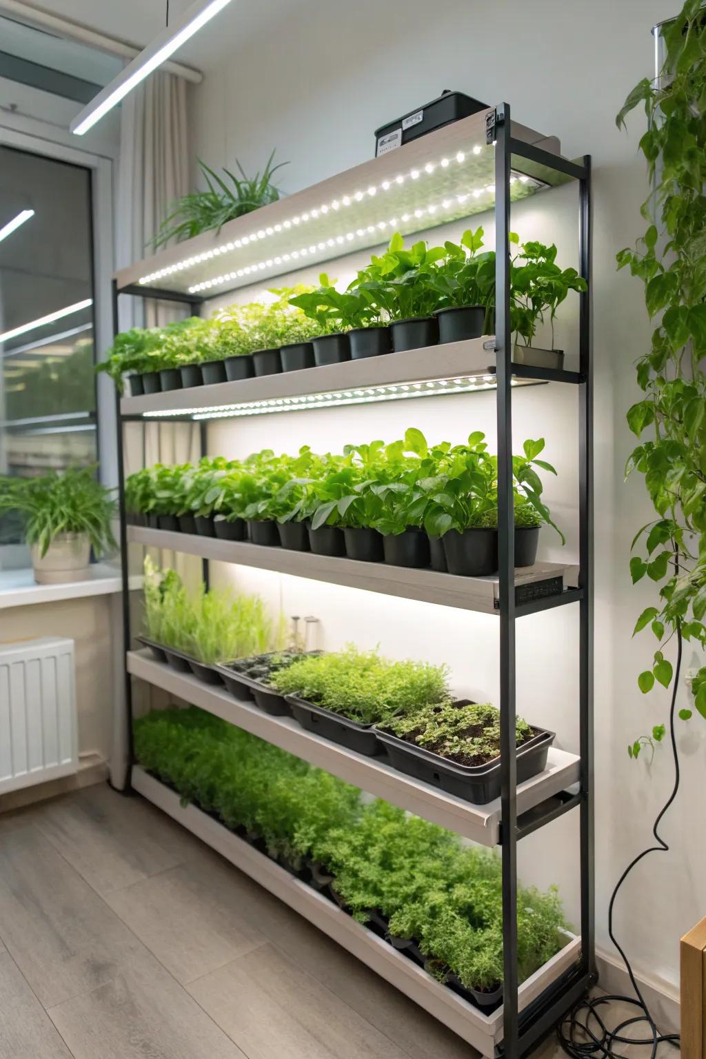 Transform your living space with a sleek DIY hydroponic bookshelf—grow fresh produce right at home!
