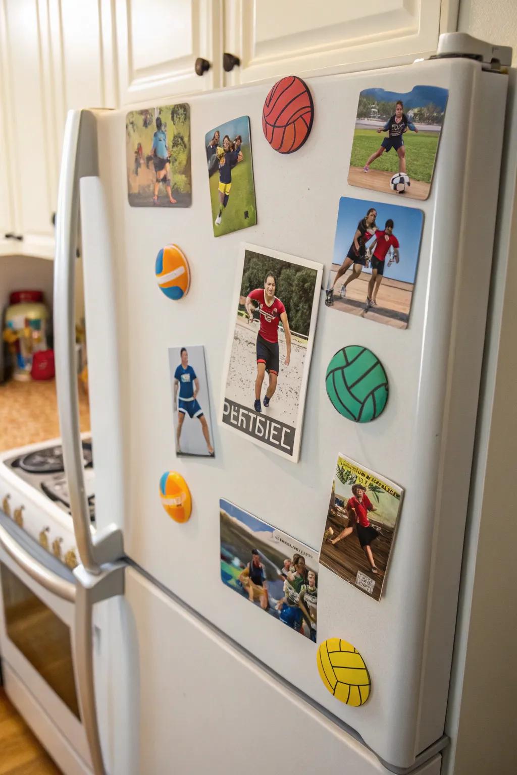 Add some sporty flair to your fridge with volleyball magnets.