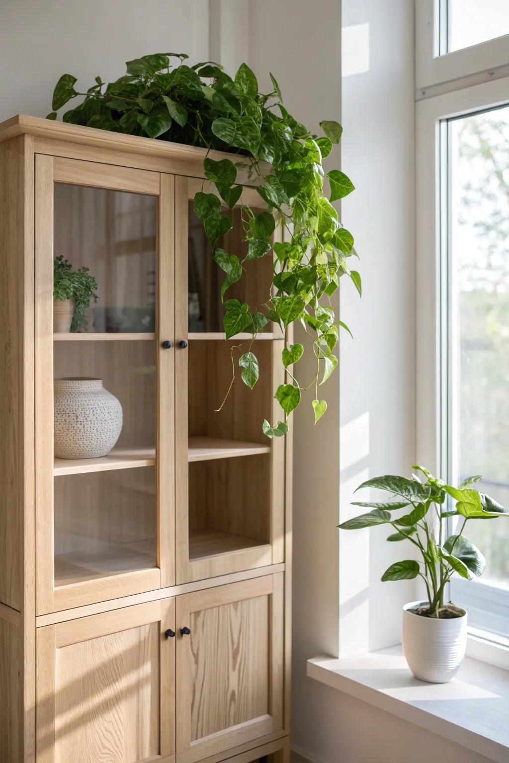 Breathe life into your kitchen with a touch of greenery. 🌿 #ScandinavianStyle #MinimalistLiving #BohoChic