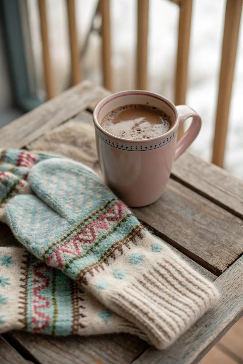 Hand-knit mittens, a warm and heartfelt gift for winter.