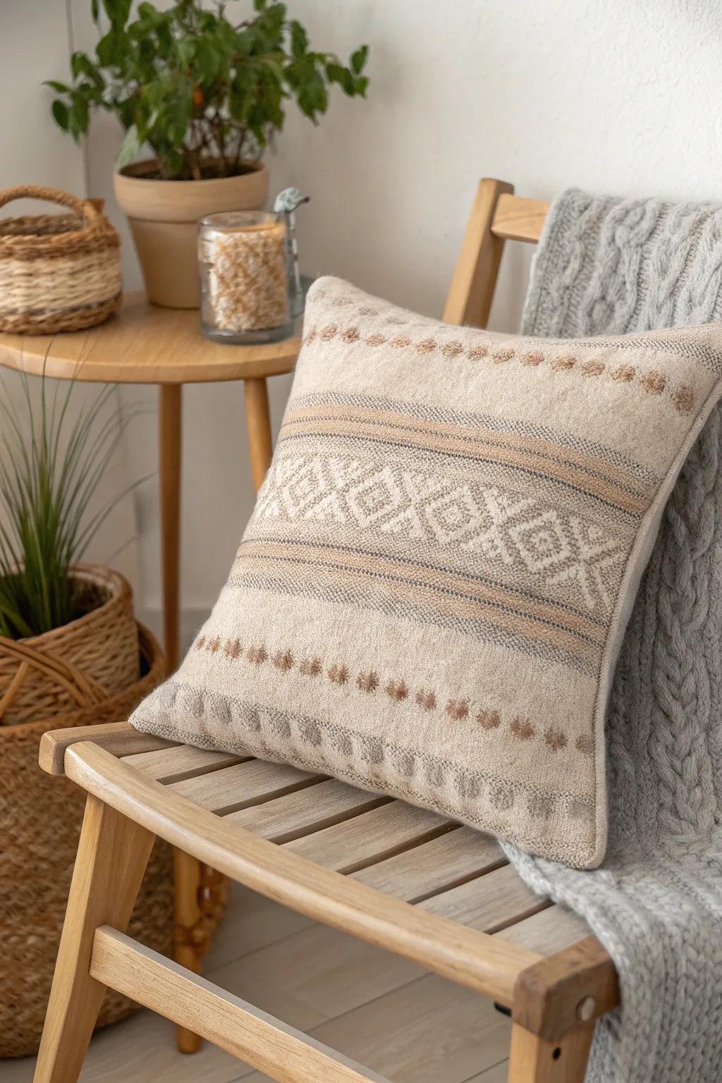 Embrace simplicity and sustainability with this cozy, eco-friendly pillow crafted from a cherished sweater. Perfect for adding warmth and charm to your minimalist haven.