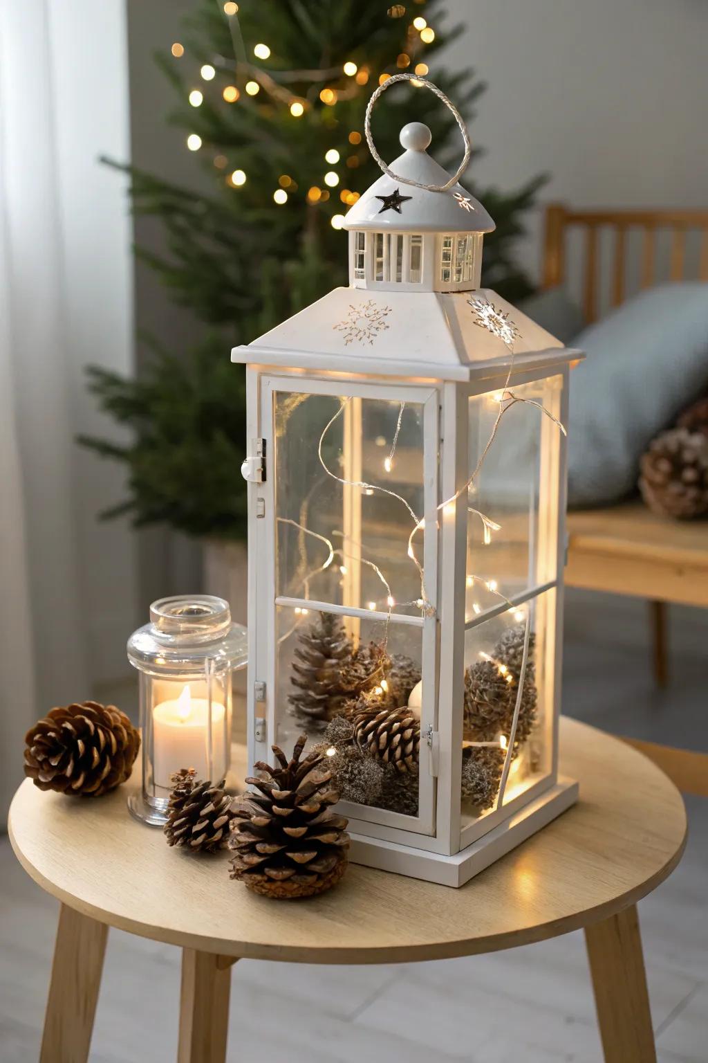 Enchant your space with the warm glow of DIY pine cone lanterns, blending simplicity and natural beauty.