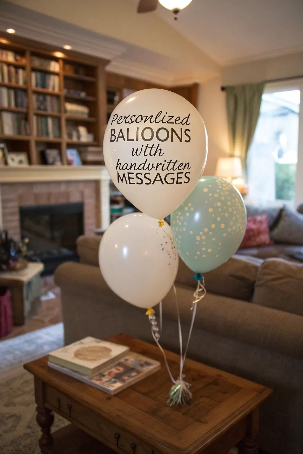 Personalized balloon messages add a heartfelt touch to your celebration.