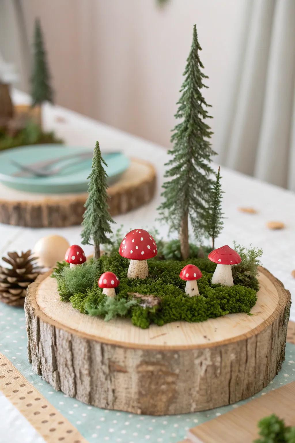 Bring the enchantment of a woodland wonderland to your baby shower with this captivating centerpiece.