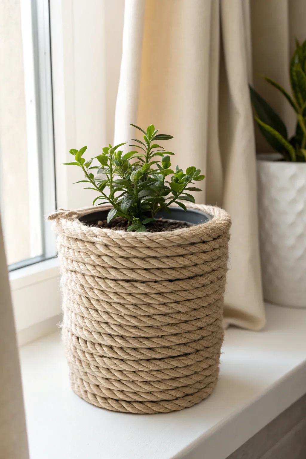 Elevate your plant decor with textured rope pots for a rustic yet chic touch!