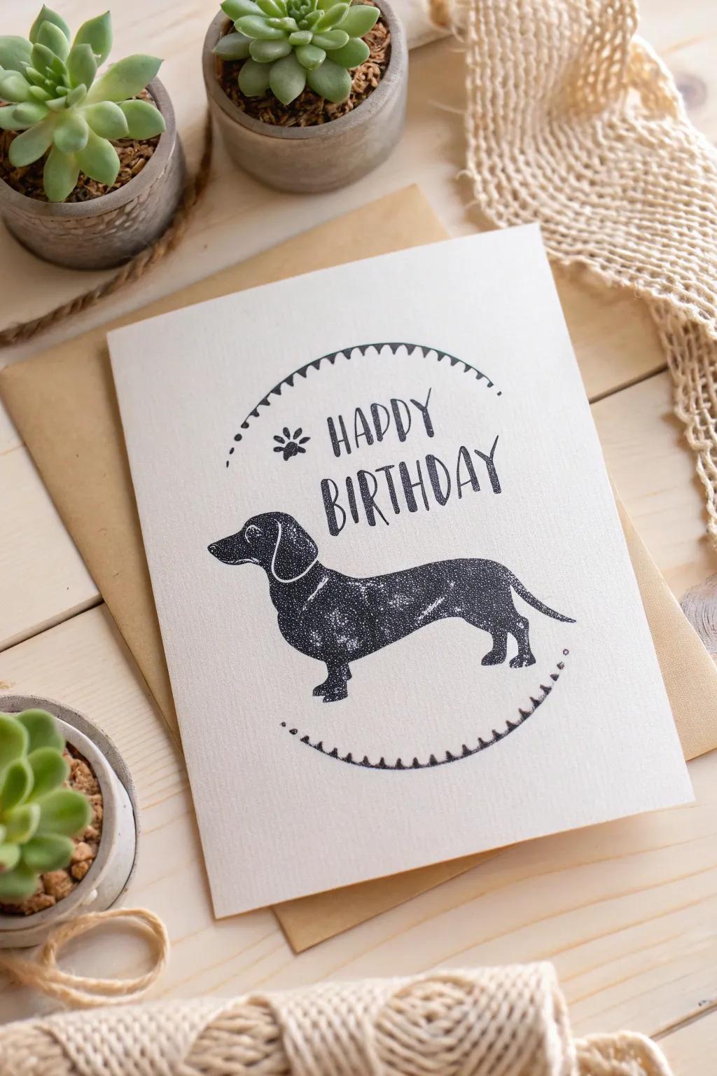 Celebrate with elegance: Dachshund silhouette birthday card inspiration for dog lovers.