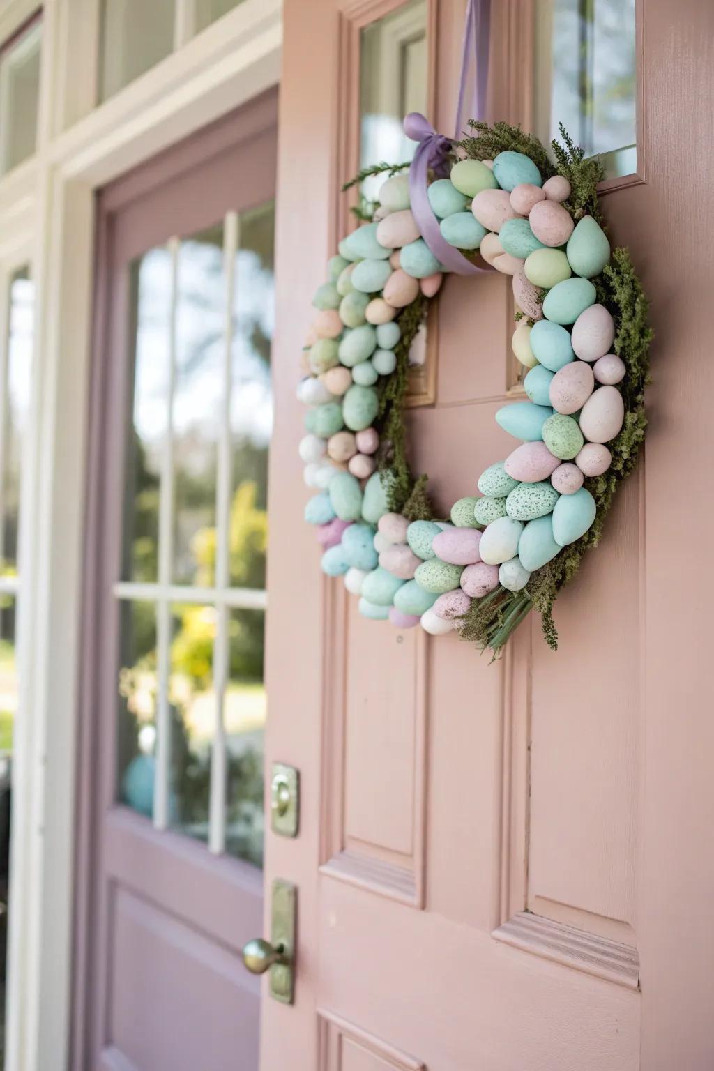 Celebrate spring's renewal with a pastel eggshell wreath.