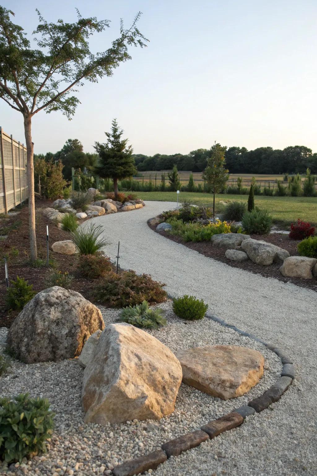 Gravel mulch keeps your garden neat and water-efficient.