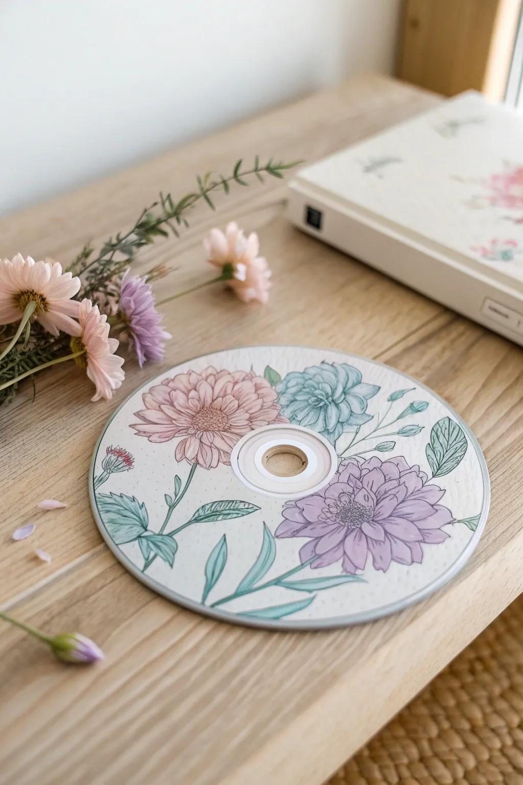Transform your decor with the delicate beauty of painted floral DVDs. 🌸 #FloralElegance #MinimalistArt