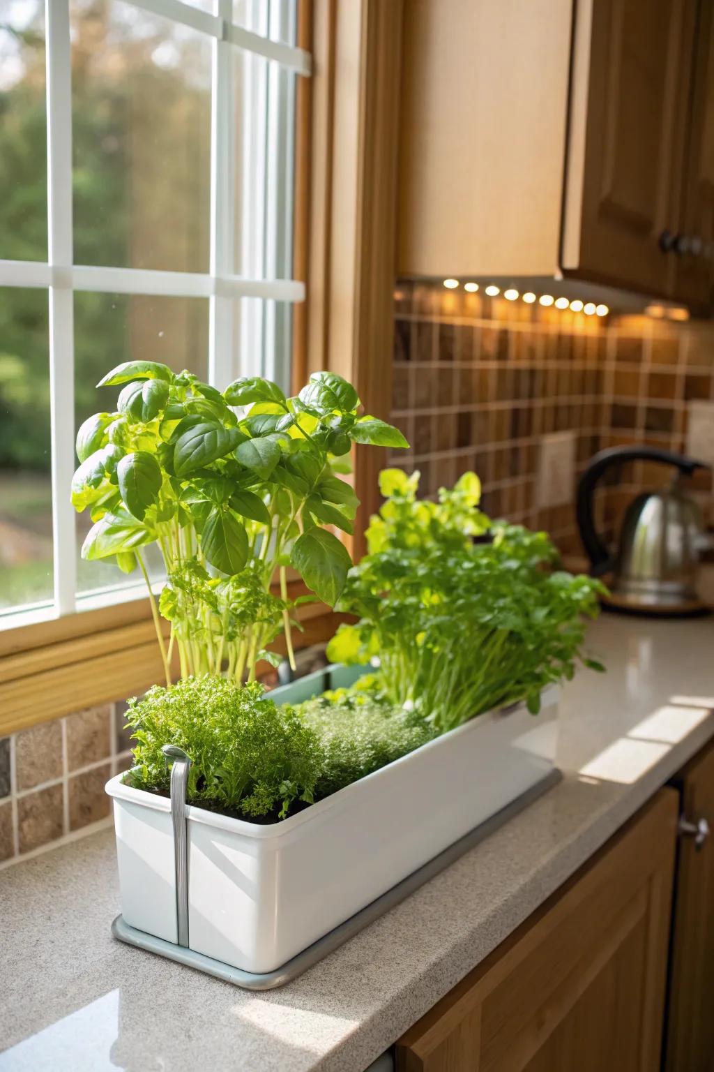 A vibrant herb growing kit adding freshness and flavor to the kitchen.