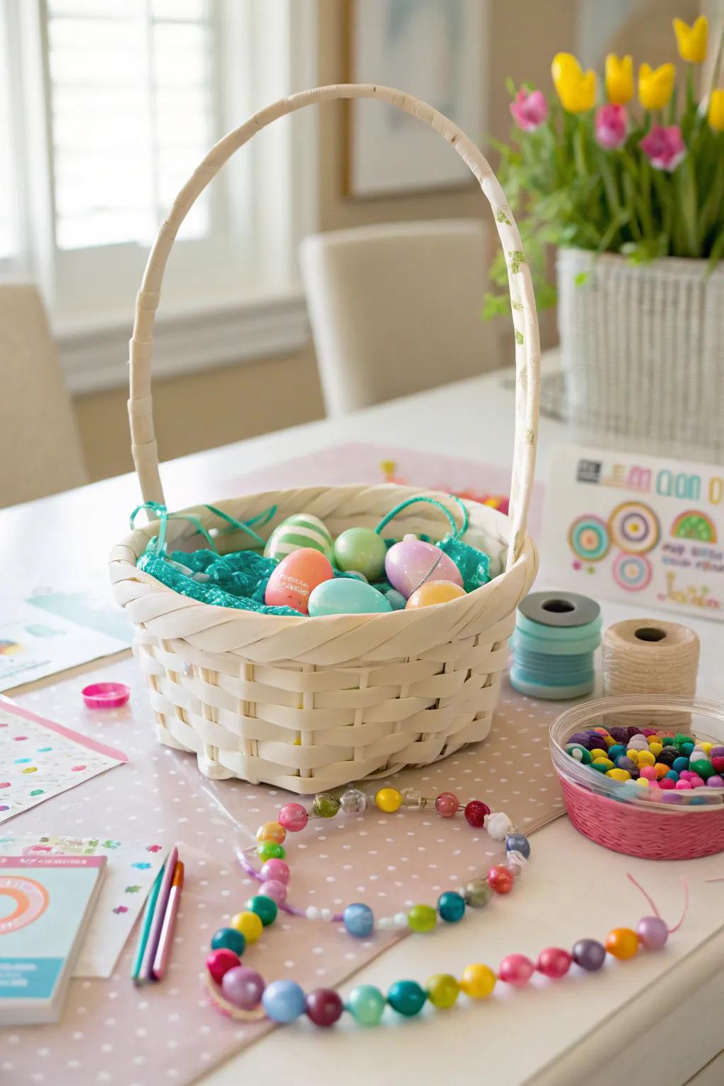 Encourage creative style with a DIY jewelry-themed Easter basket.