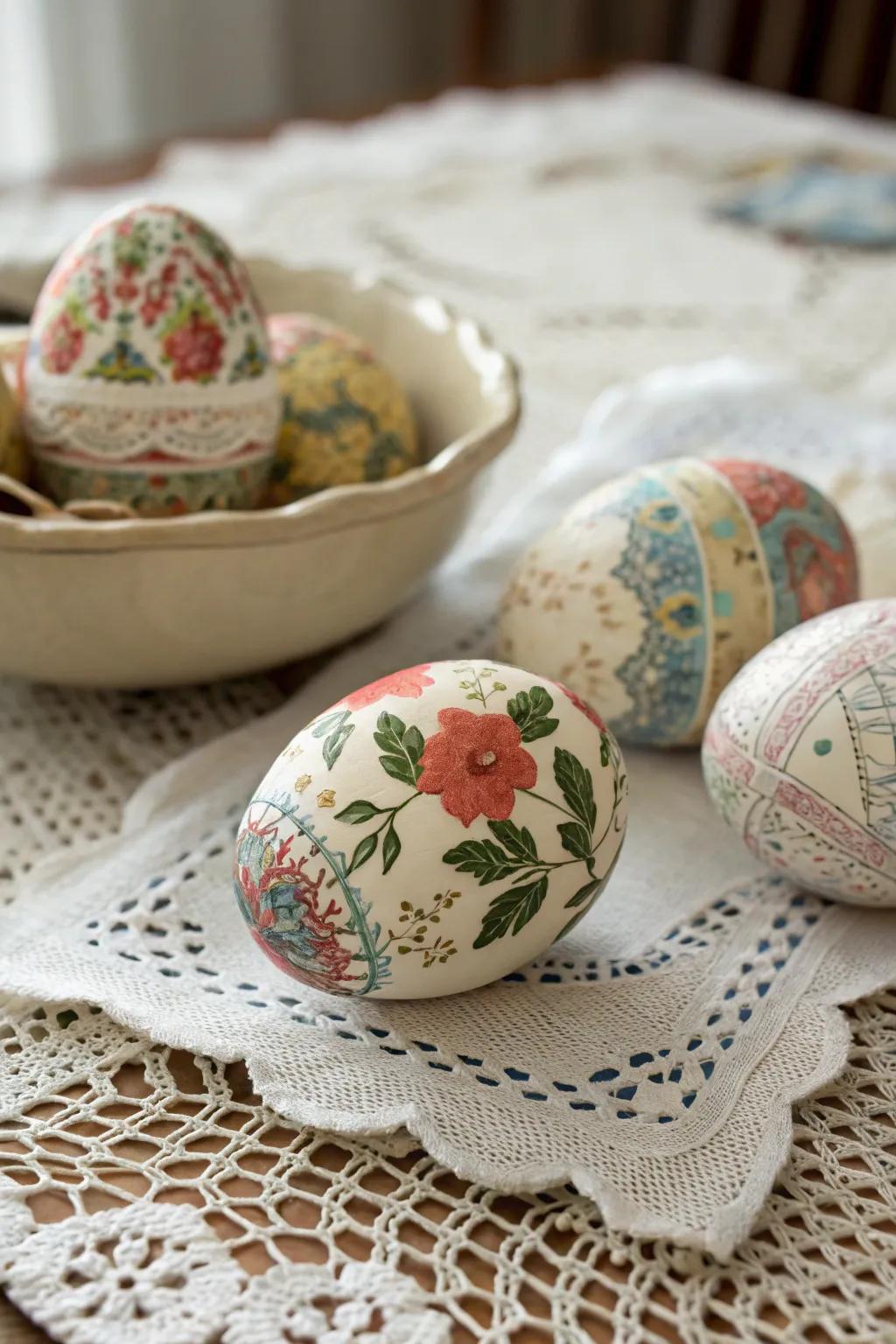 Decoupage eggs offer a vintage charm to your Easter decor.