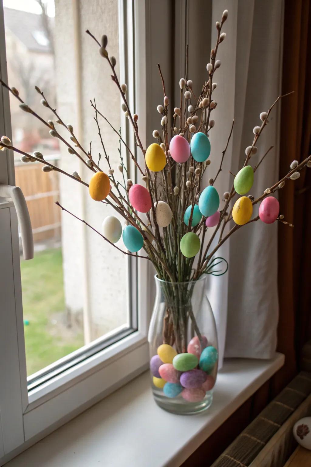 A creative Easter egg bouquet that merges floral beauty with festive charm.