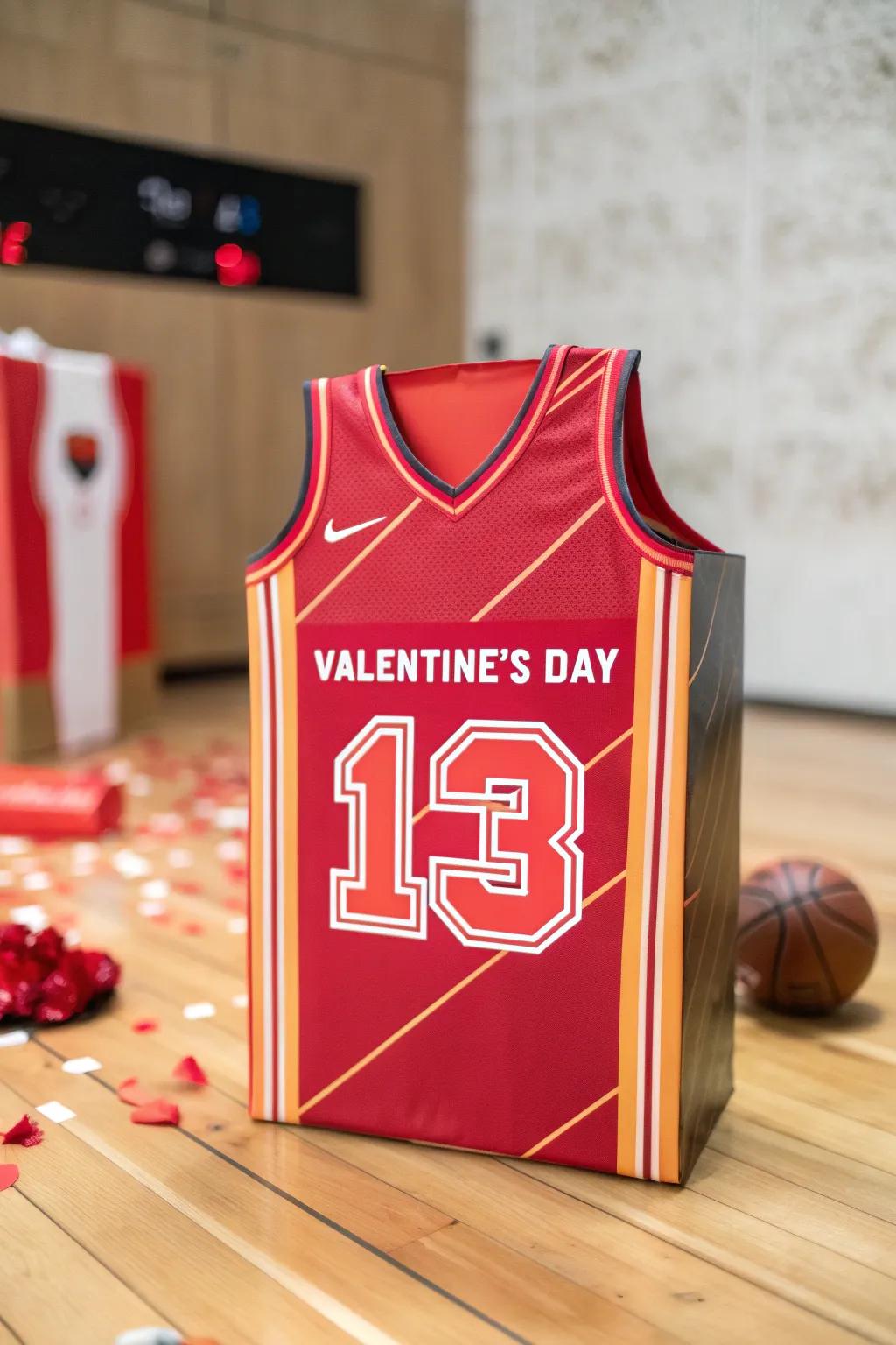 Score big this Valentine's Day with a custom basketball jersey box!