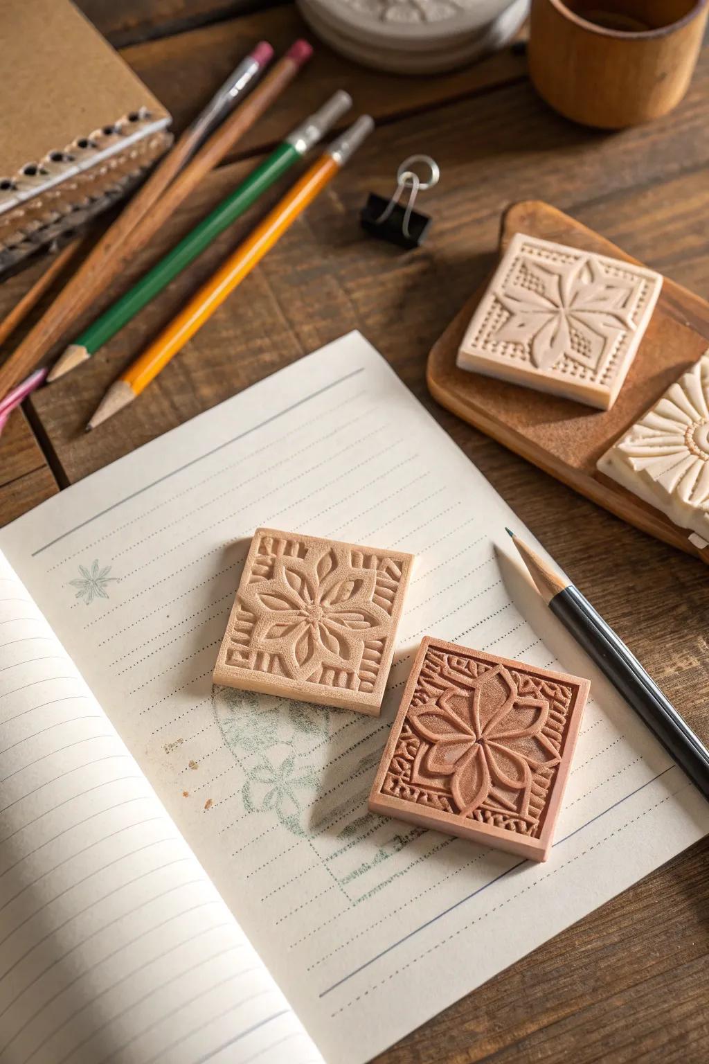 Eraser stamps are perfect for adding delicate details to projects.