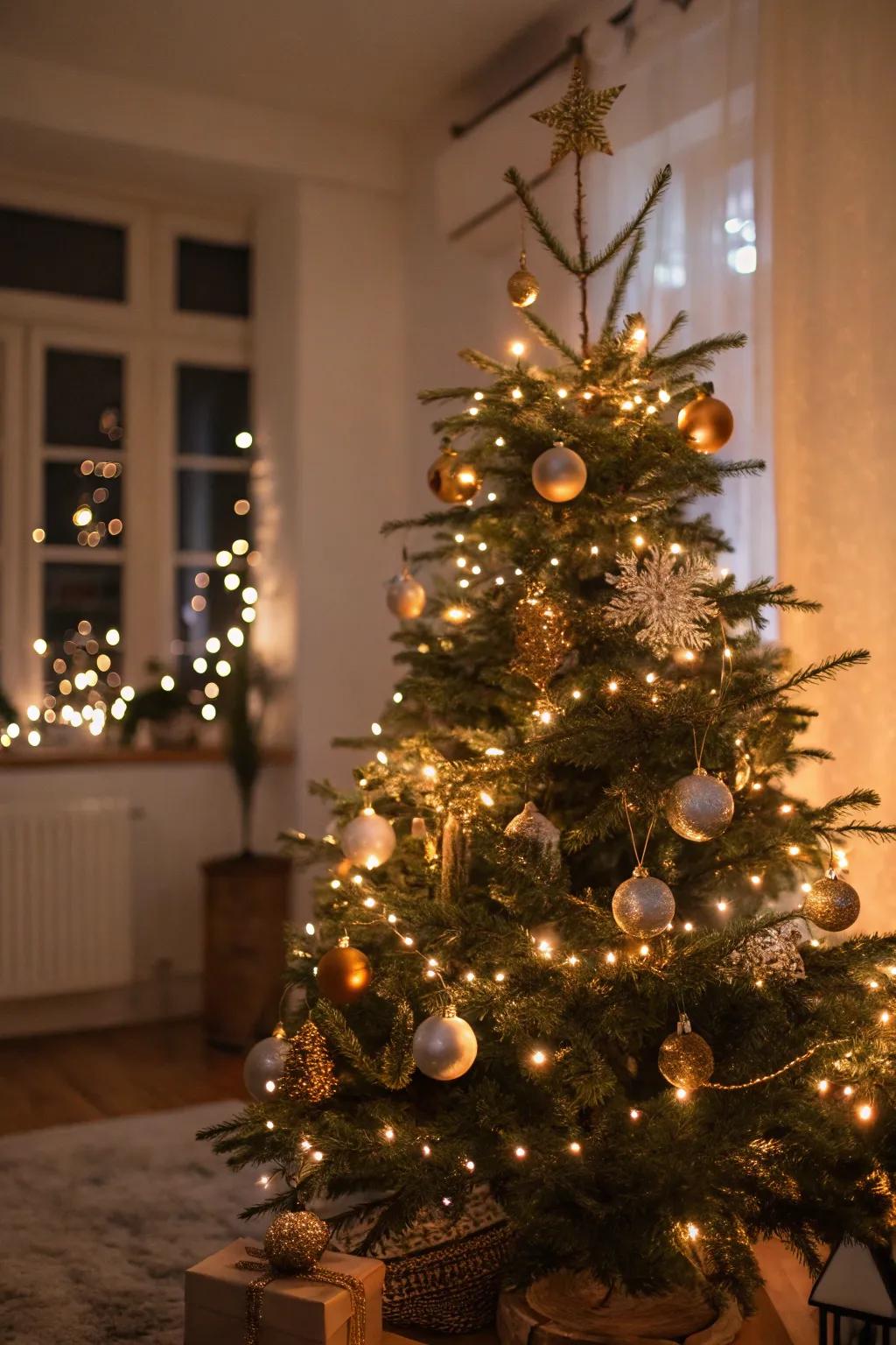 White lights enhance the elegant ambiance of your tree.