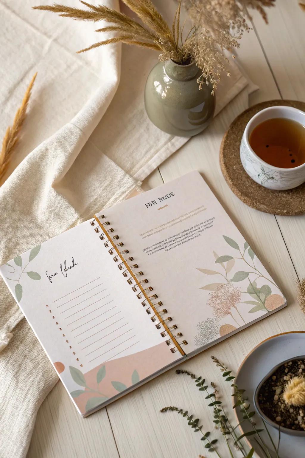 Embrace tranquility with a beautifully crafted self-care journal, perfect for moments of reflection and gratitude.