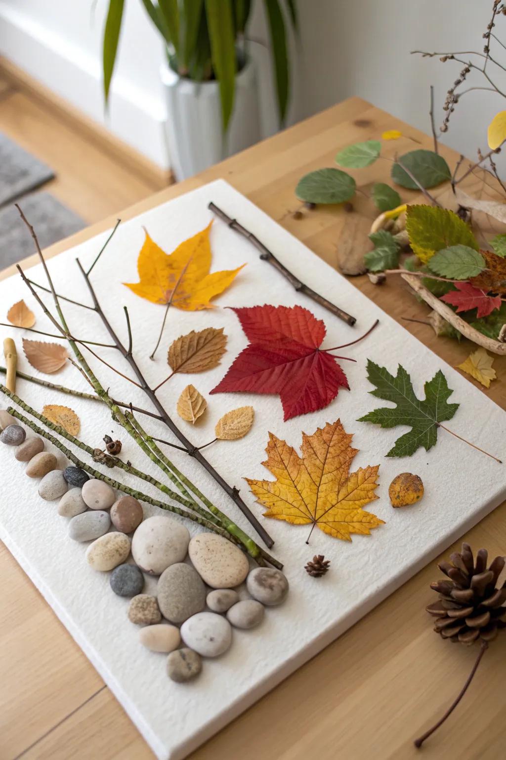 Bring the beauty of nature indoors with this elegant and simple nature collage art.