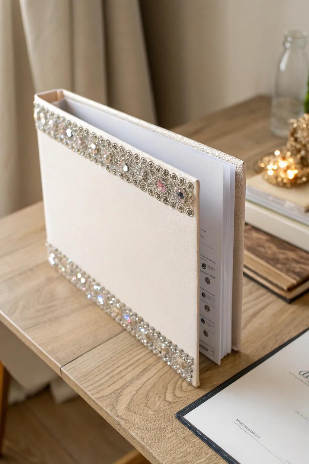 Add a touch of sparkle to your workspace with elegant sequin file decorations.