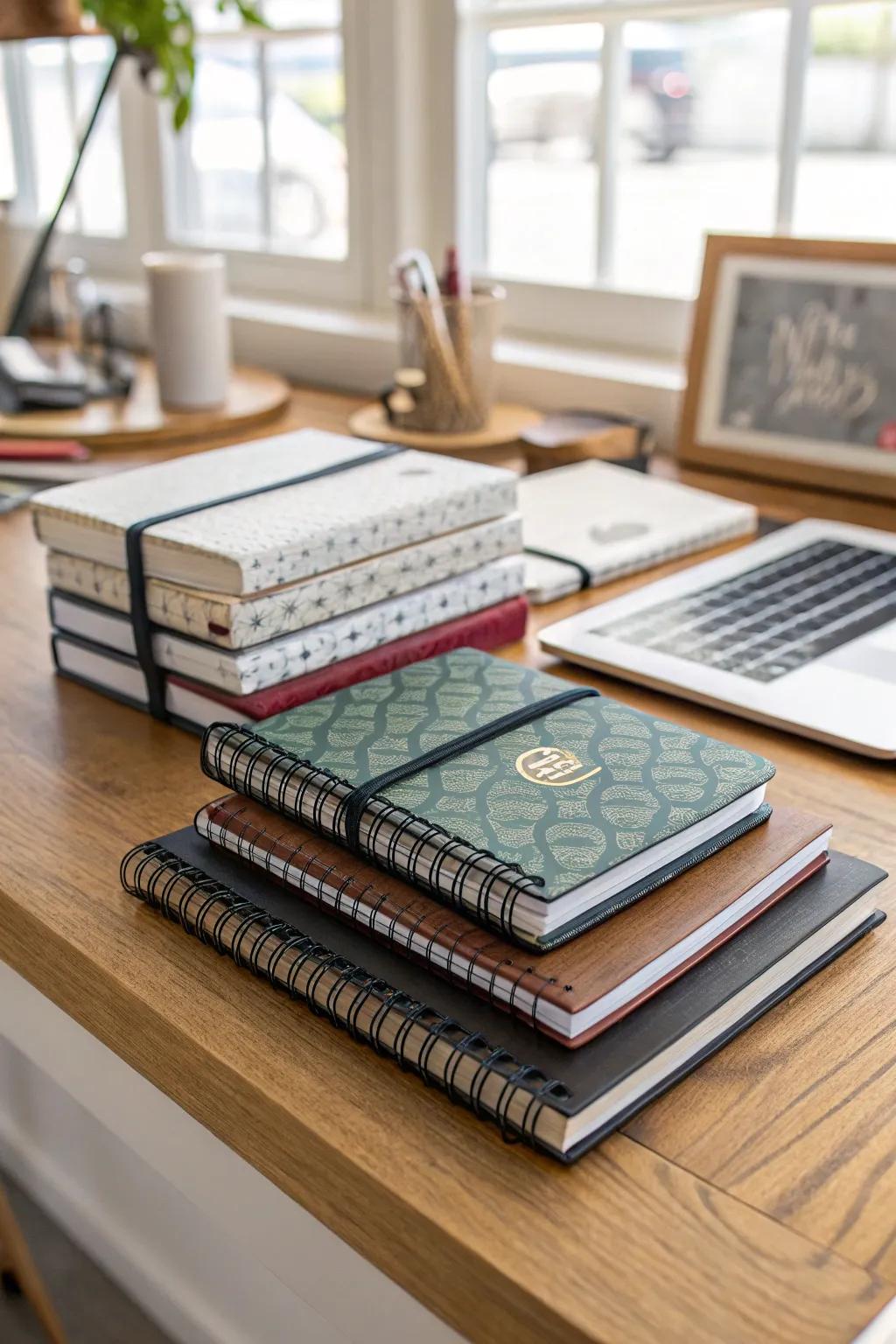 Thoughtful and useful: Personalized notebooks for guests.