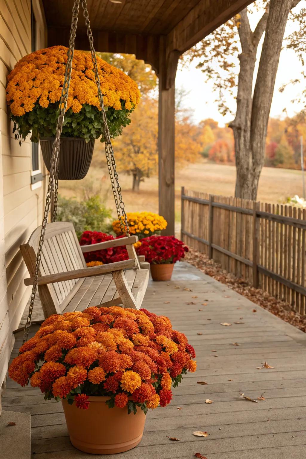 Chrysanthemums bring warmth and color to fall displays.