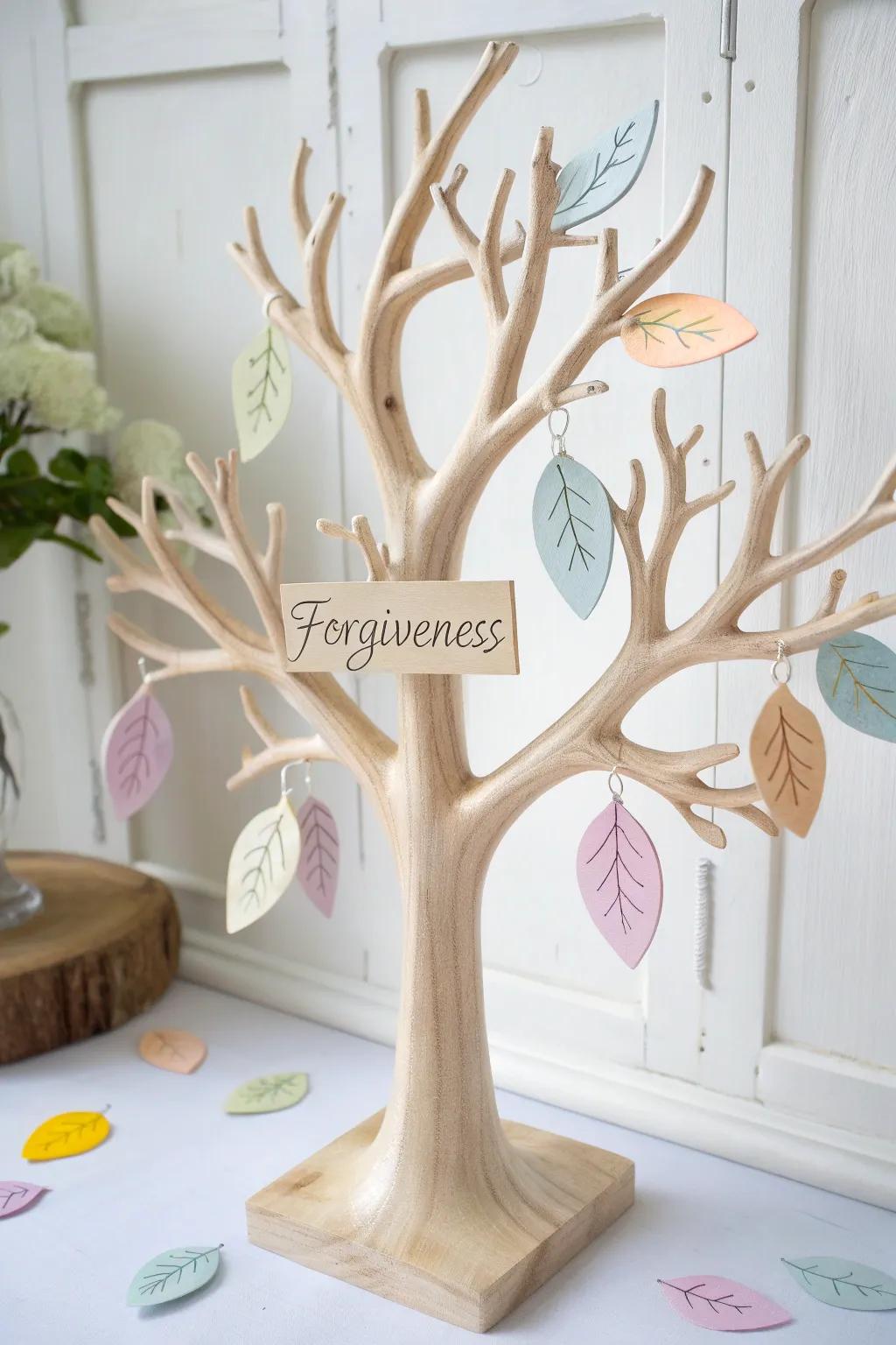 Nurture forgiveness with a handcrafted tree of wisdom and grace.