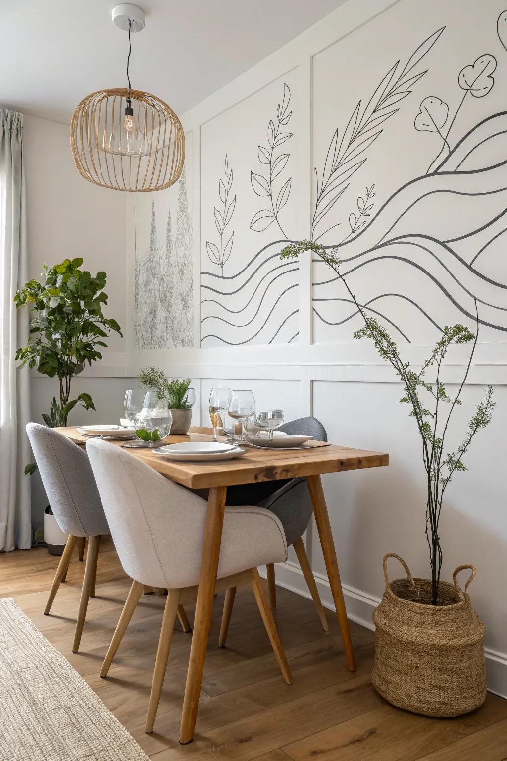 Sleek and elegant line art complements modern decor.