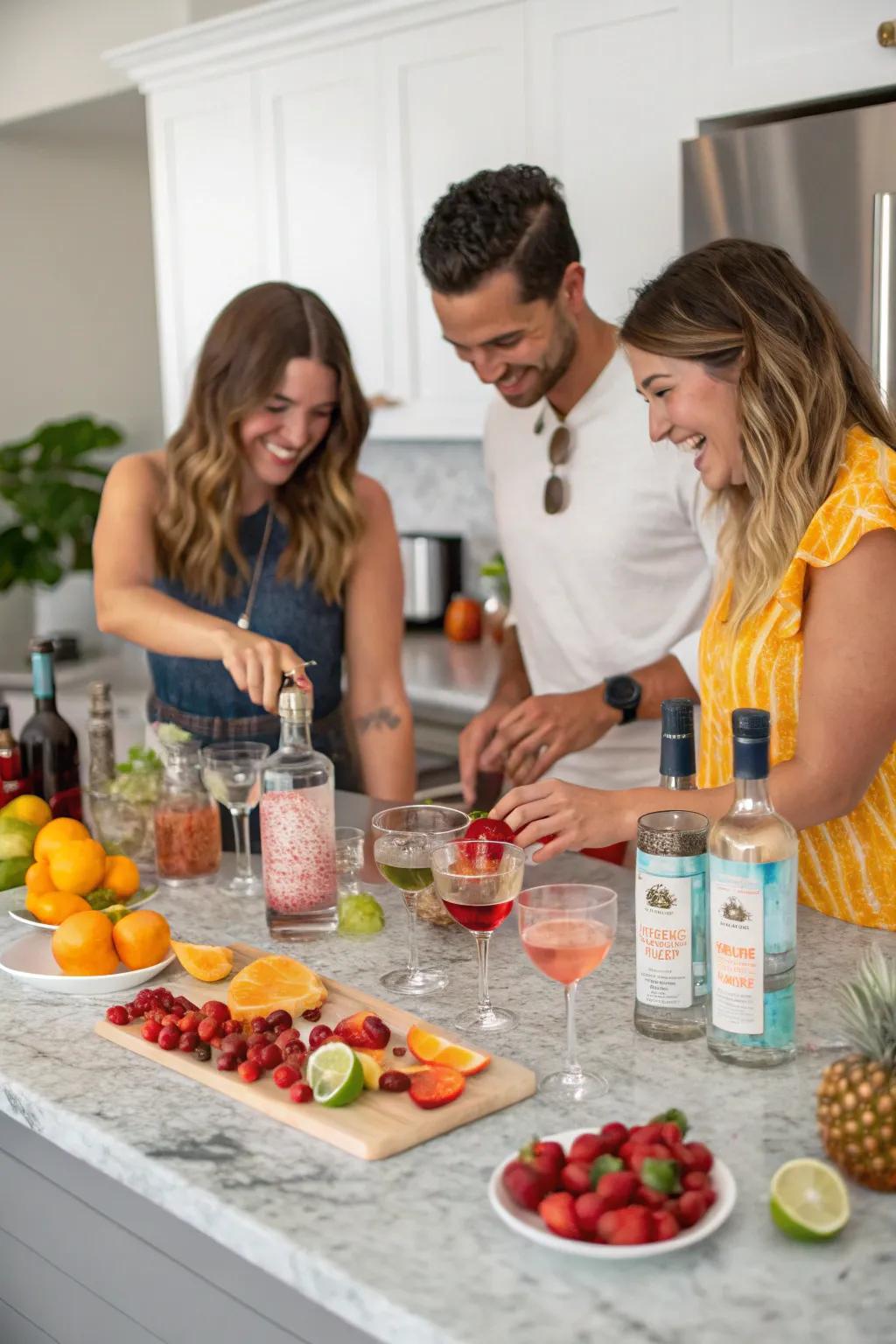 Mix festive cocktails with friends for a flavorful Friendsmas celebration.