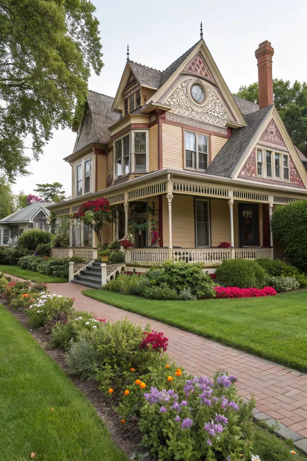 Architectural elegance with gable frieze boards.