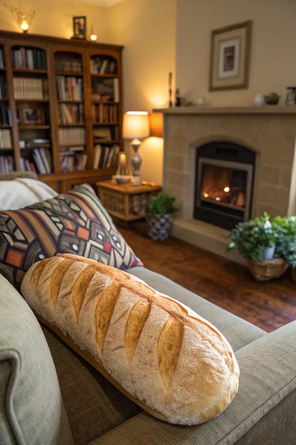 Rest your head on a deliciously comfy bread-shaped pillow.