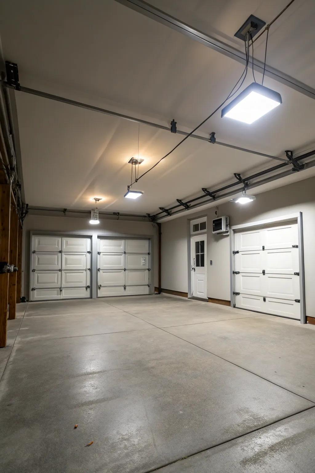 Motion sensor lights add convenience and security by automatically lighting up your garage.