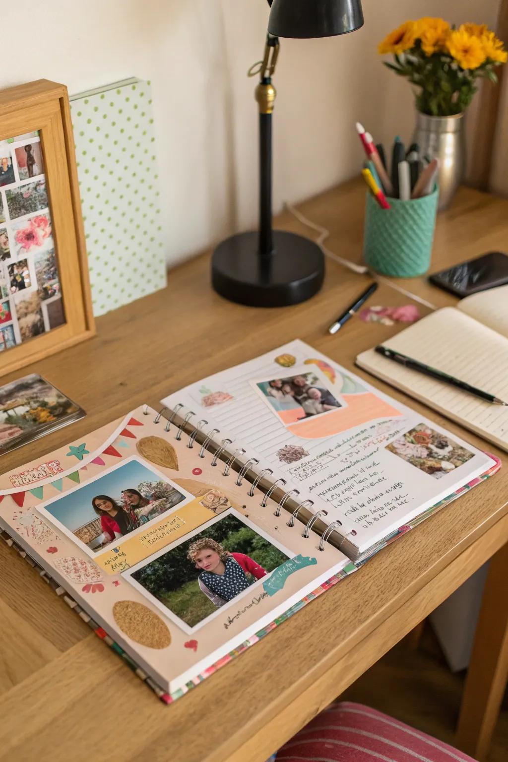 A memory scrapbook that beautifully captures her life's journey.