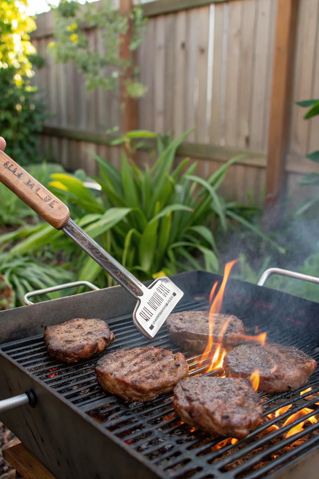 A personalized BBQ branding iron adds a unique touch to his grilling sessions.