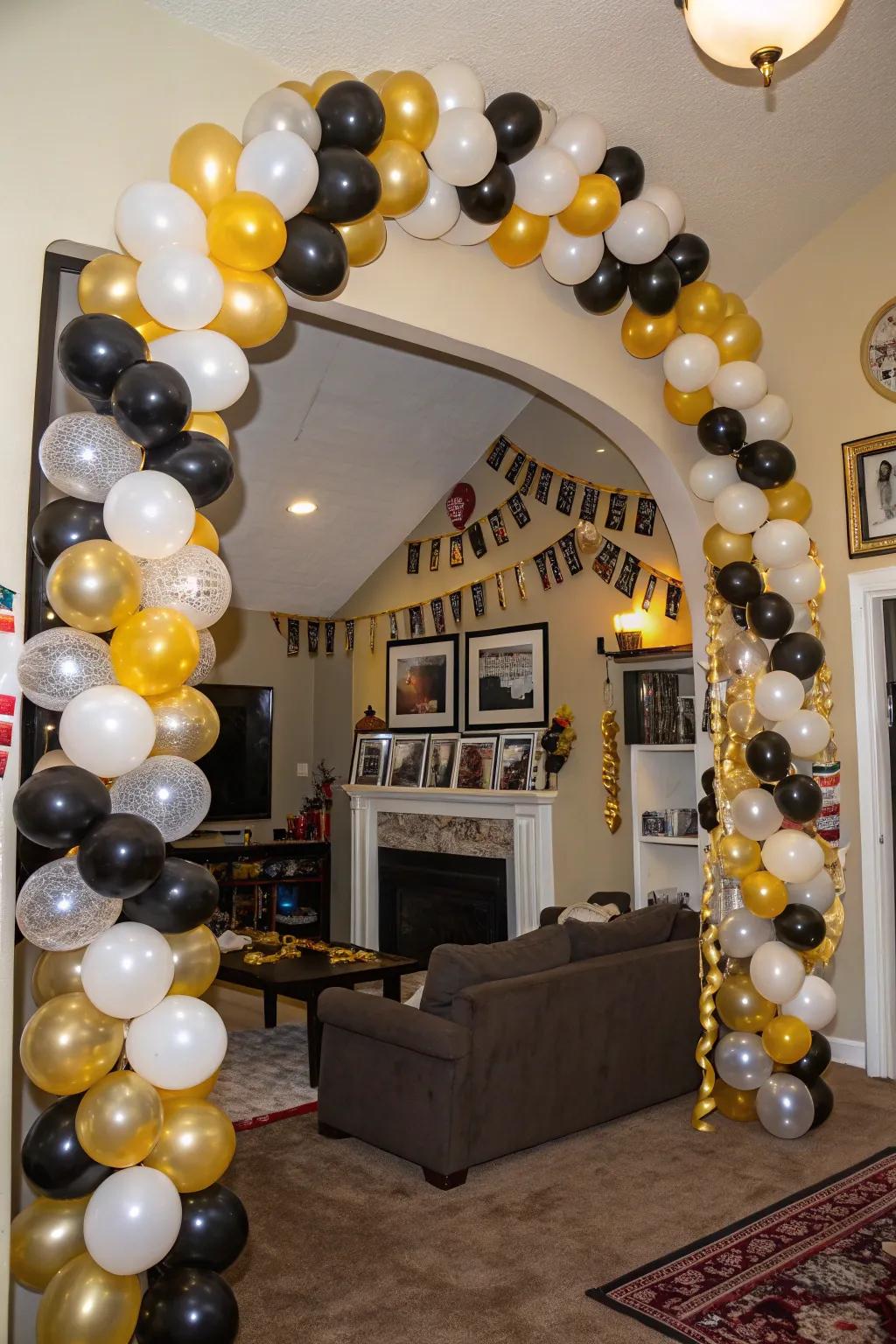 A balloon arch adds a celebratory flair to your graduation party.