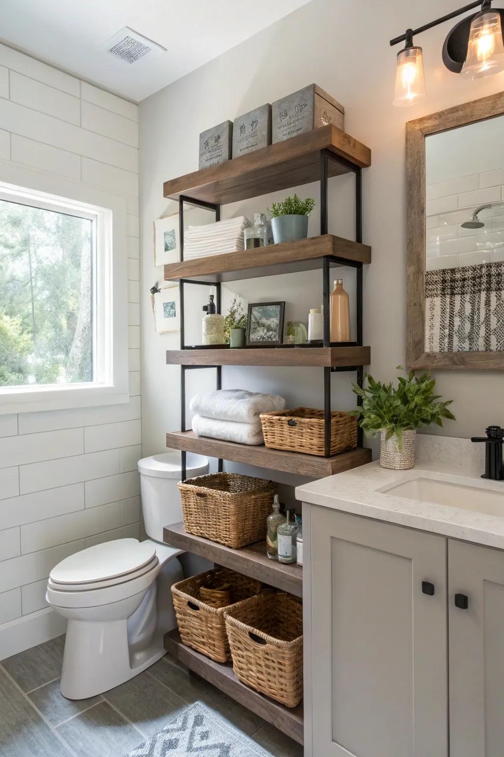 Maximize space with stylish shelves.