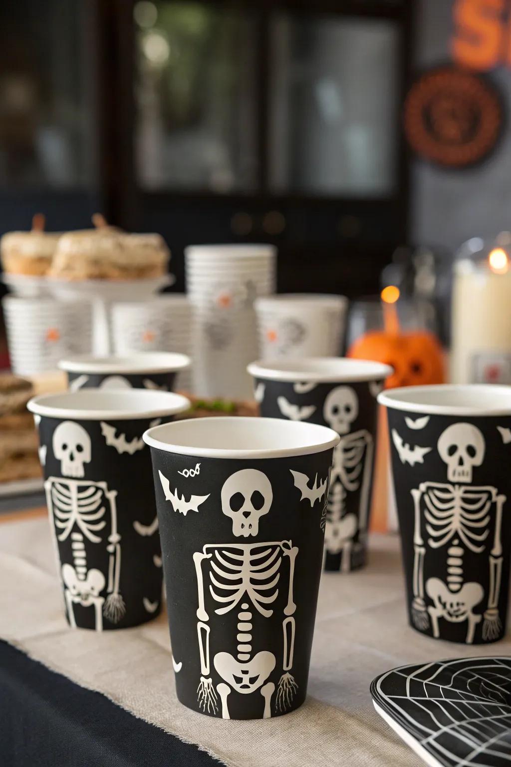 Skeleton sipper cups perfect for serving your Halloween beverages.