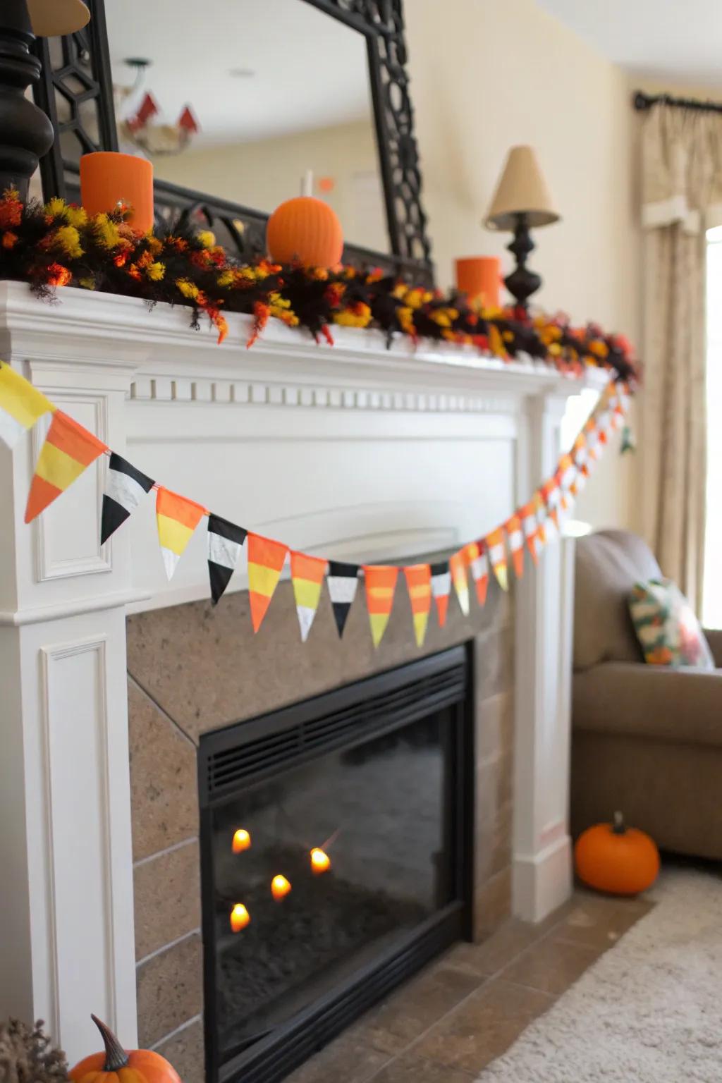 A candy corn garland adds nostalgic charm to your decor.