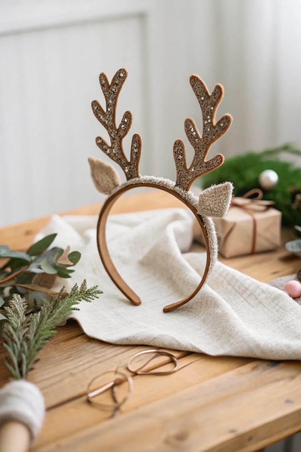 Get festive with this charming DIY reindeer headband – perfect for adding a touch of whimsy to your holiday ensemble!