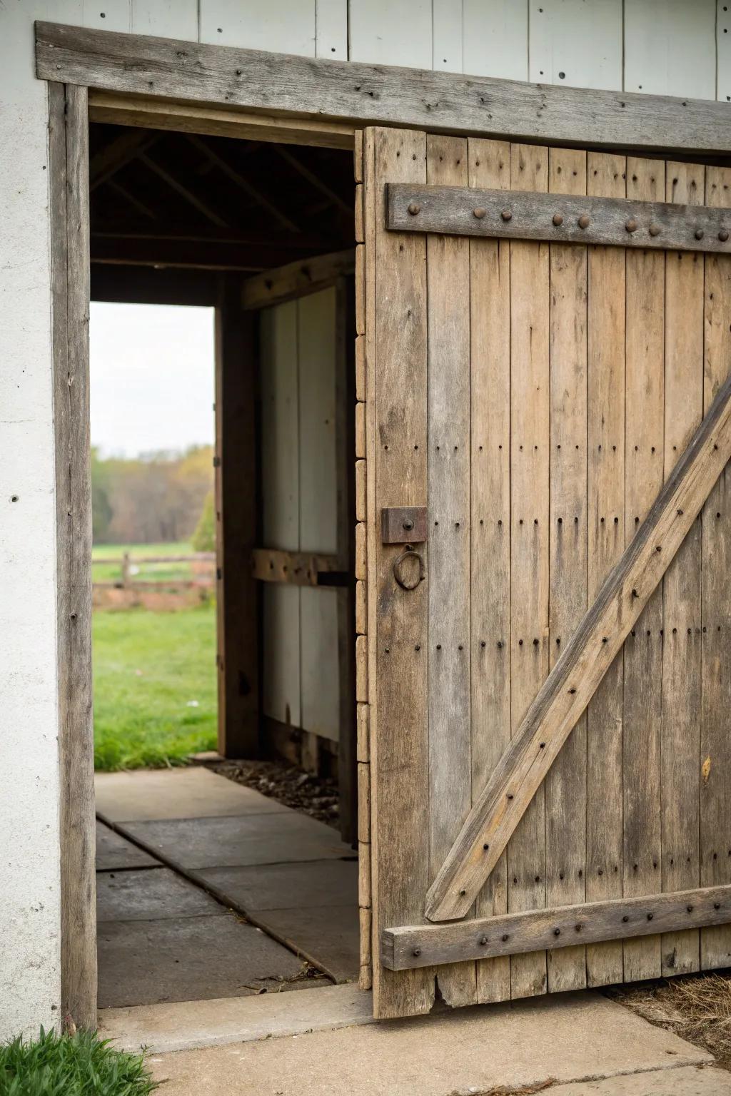 A sliding barn door with a hidden entrance