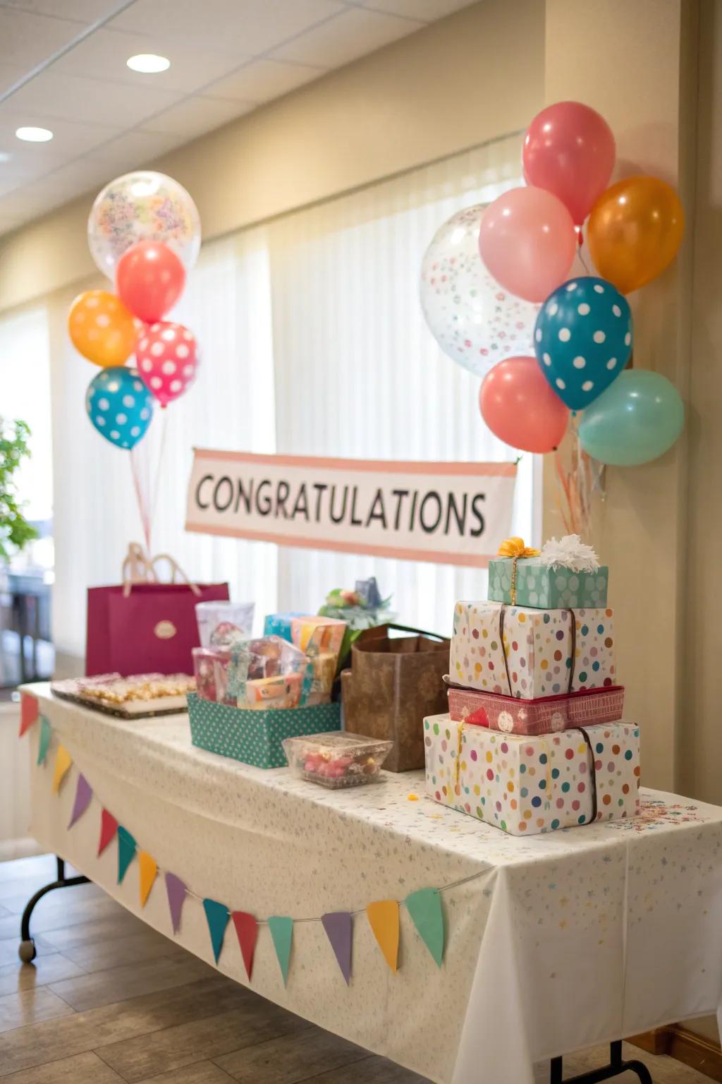 A festive gift table makes your graduate feel celebrated and appreciated.