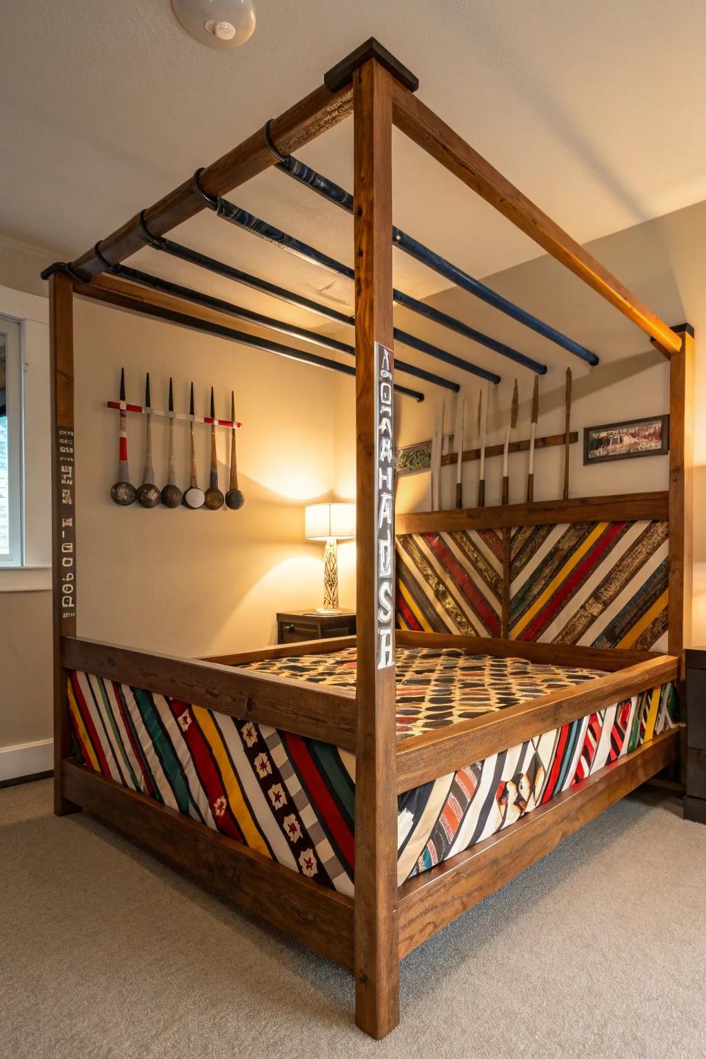 Sleep like a champion with this one-of-a-kind hockey stick bed frame—where passion meets design.