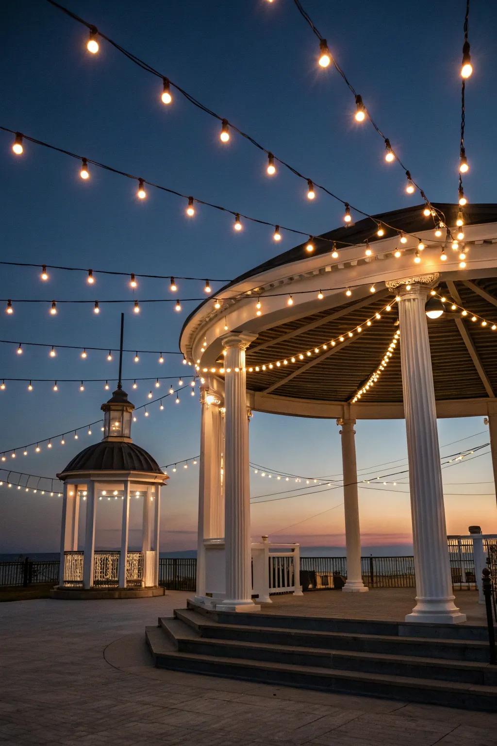 Illuminate your evenings with a sleek and modern gazebo light arrangement.